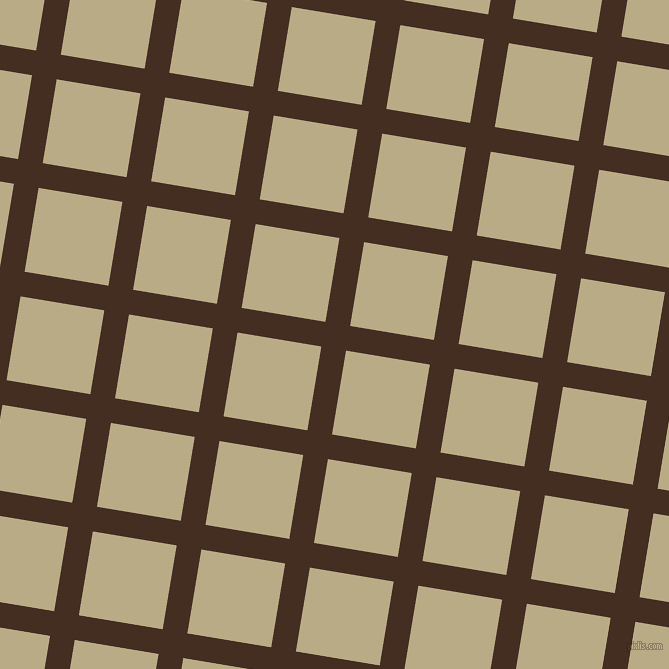 81/171 degree angle diagonal checkered chequered lines, 25 pixel line width, 85 pixel square size, Morocco Brown and Pavlova plaid checkered seamless tileable