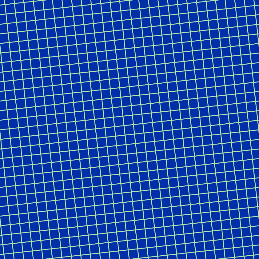 6/96 degree angle diagonal checkered chequered lines, 3 pixel line width, 28 pixel square size, Moss Green and International Klein Blue plaid checkered seamless tileable