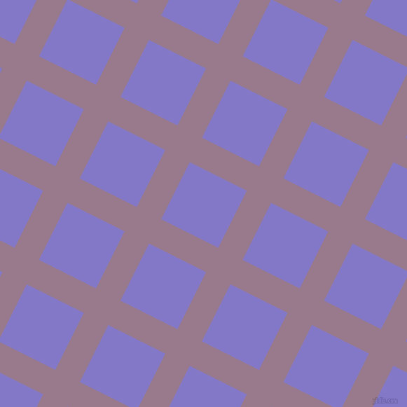 63/153 degree angle diagonal checkered chequered lines, 39 pixel line width, 91 pixel square size, Mountbatten Pink and Moody Blue plaid checkered seamless tileable