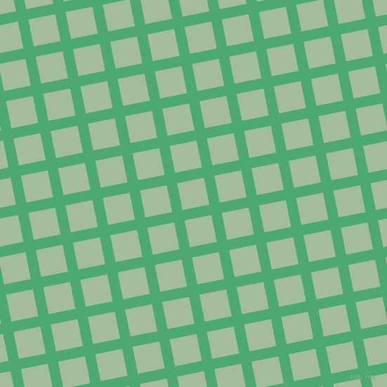 11/101 degree angle diagonal checkered chequered lines, 15 pixel line width, 39 pixel square size, Ocean Green and Spring Rain plaid checkered seamless tileable