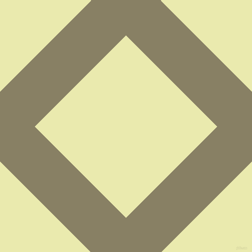45/135 degree angle diagonal checkered chequered lines, 162 pixel line width, 425 pixel square size, Olive Haze and Medium Goldenrod plaid checkered seamless tileable