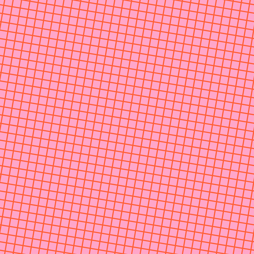 81/171 degree angle diagonal checkered chequered lines, 4 pixel line width, 25 pixel square size, Outrageous Orange and Carnation Pink plaid checkered seamless tileable