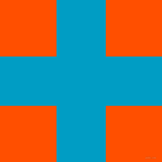 checkered chequered horizontal vertical lines, 163 pixel line width, 373 pixel square size, Pacific Blue and International Orange plaid checkered seamless tileable