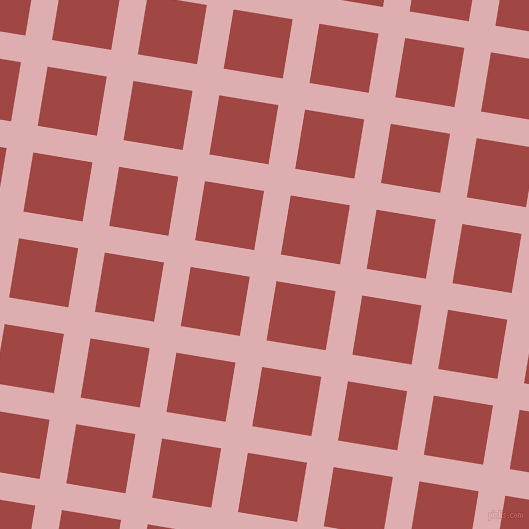 81/171 degree angle diagonal checkered chequered lines, 27 pixel line width, 60 pixel square size, Pale Chestnut and Roof Terracotta plaid checkered seamless tileable