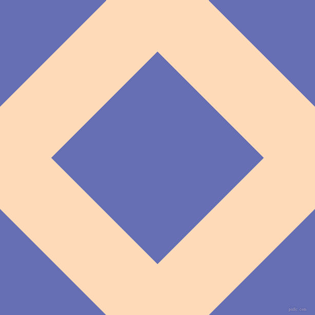 45/135 degree angle diagonal checkered chequered lines, 141 pixel lines width, 293 pixel square size, Peach Puff and Chetwode Blue plaid checkered seamless tileable