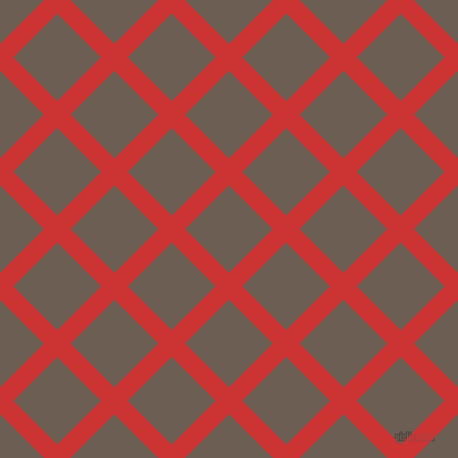 45/135 degree angle diagonal checkered chequered lines, 17 pixel lines width, 56 pixel square size, Persian Red and Kabul plaid checkered seamless tileable