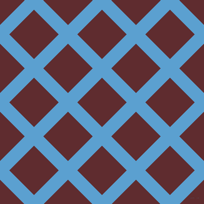 45/135 degree angle diagonal checkered chequered lines, 52 pixel line width, 138 pixel square size, Picton Blue and Jazz plaid checkered seamless tileable