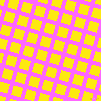 74/164 degree angle diagonal checkered chequered lines, 17 pixel lines width, 42 pixel square size, Pink Flamingo and Lemon plaid checkered seamless tileable