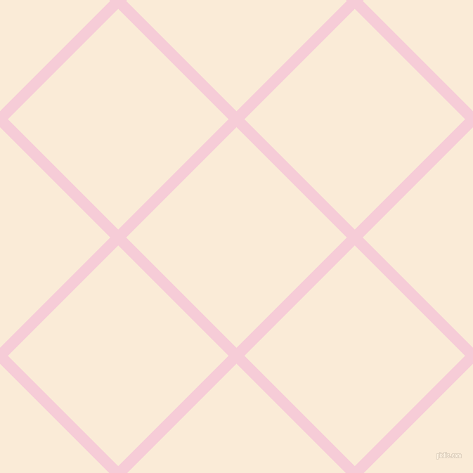 45/135 degree angle diagonal checkered chequered lines, 16 pixel lines width, 222 pixel square size, Pink Lace and Antique White plaid checkered seamless tileable