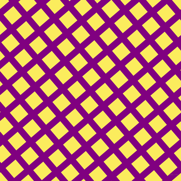 41/131 degree angle diagonal checkered chequered lines, 26 pixel lines width, 53 pixel square size, Purple and Corn plaid checkered seamless tileable