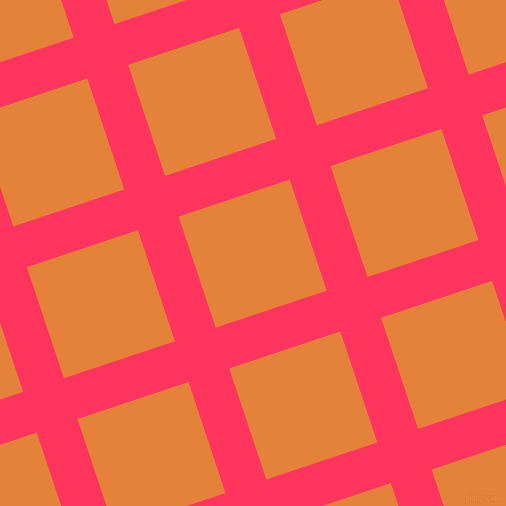 18/108 degree angle diagonal checkered chequered lines, 43 pixel line width, 117 pixel square size, Radical Red and West Side plaid checkered seamless tileable