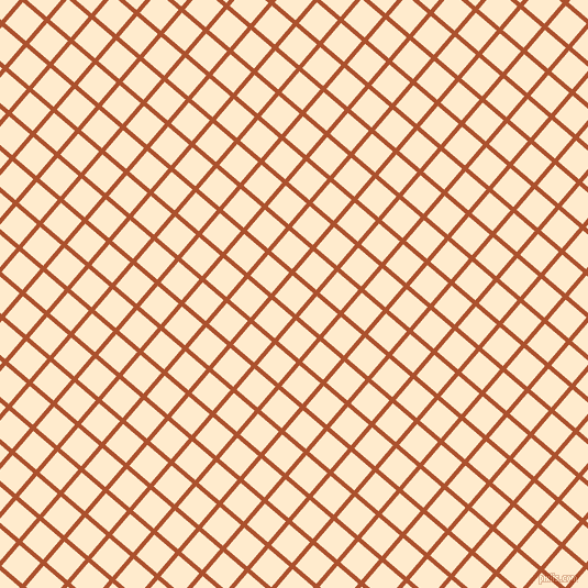 49/139 degree angle diagonal checkered chequered lines, 4 pixel line width, 25 pixel square size, Rose Of Sharon and Blanched Almond plaid checkered seamless tileable