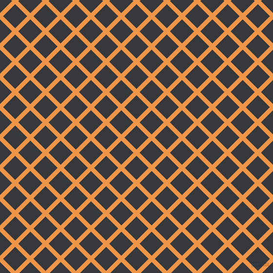 45/135 degree angle diagonal checkered chequered lines, 9 pixel lines width, 35 pixel square size, Sea Buckthorn and Vulcan plaid checkered seamless tileable