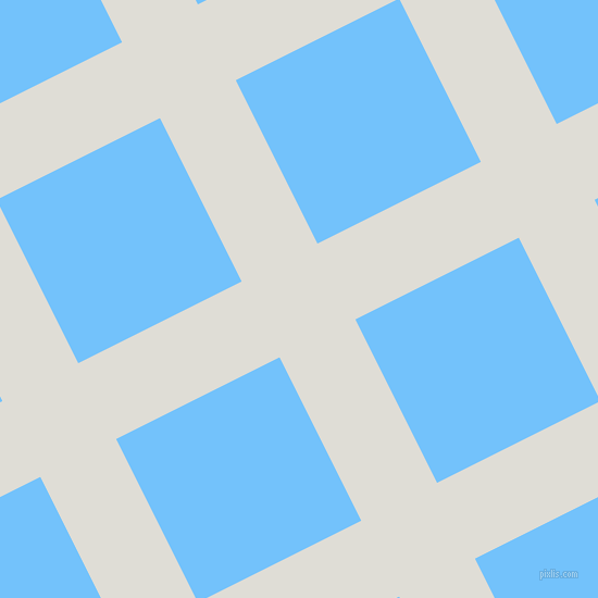 27/117 degree angle diagonal checkered chequered lines, 78 pixel line width, 168 pixel square size, Sea Fog and Maya Blue plaid checkered seamless tileable