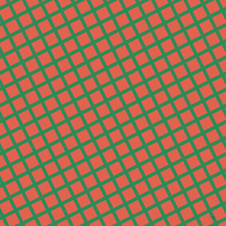 27/117 degree angle diagonal checkered chequered lines, 11 pixel lines width, 35 pixel square size, Sea Green and Flamingo plaid checkered seamless tileable