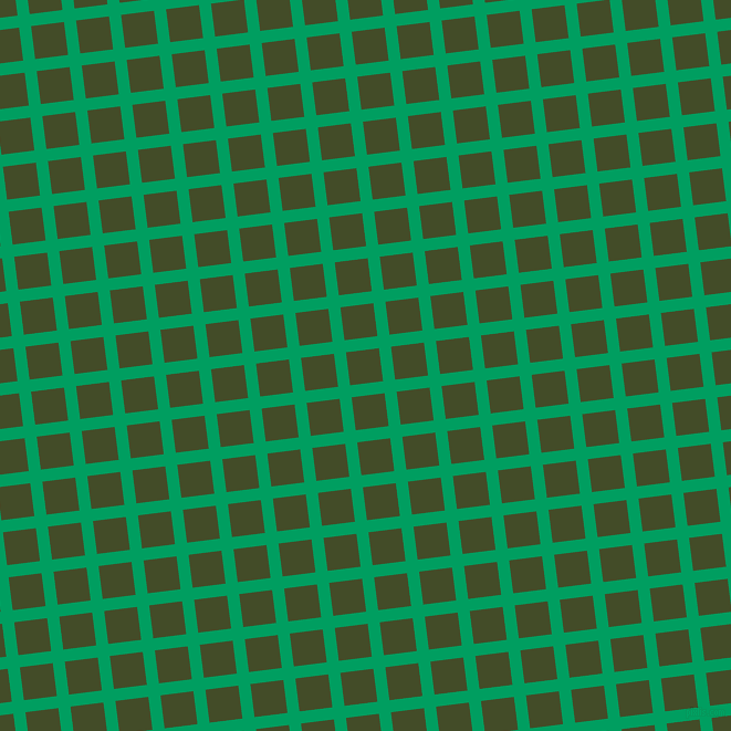7/97 degree angle diagonal checkered chequered lines, 11 pixel line width, 30 pixel square size, Shamrock Green and Bronzetone plaid checkered seamless tileable