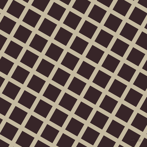 60/150 degree angle diagonal checkered chequered lines, 14 pixel line width, 47 pixel square size, Sisal and Aubergine plaid checkered seamless tileable