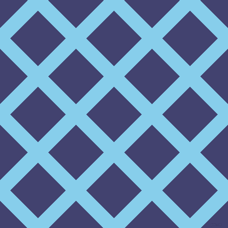 45/135 degree angle diagonal checkered chequered lines, 48 pixel line width, 130 pixel square size, Sky Blue and Corn Flower Blue plaid checkered seamless tileable