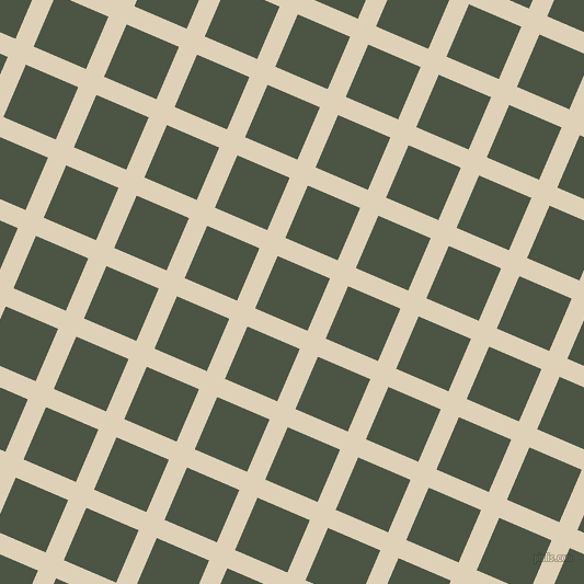 67/157 degree angle diagonal checkered chequered lines, 18 pixel line width, 52 pixel square size, Spanish White and Cabbage Pont plaid checkered seamless tileable