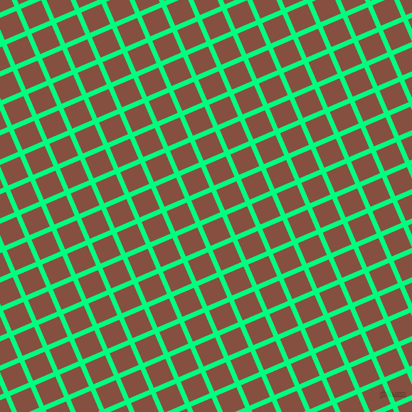23/113 degree angle diagonal checkered chequered lines, 7 pixel lines width, 31 pixel square size, Spring Green and Ironstone plaid checkered seamless tileable