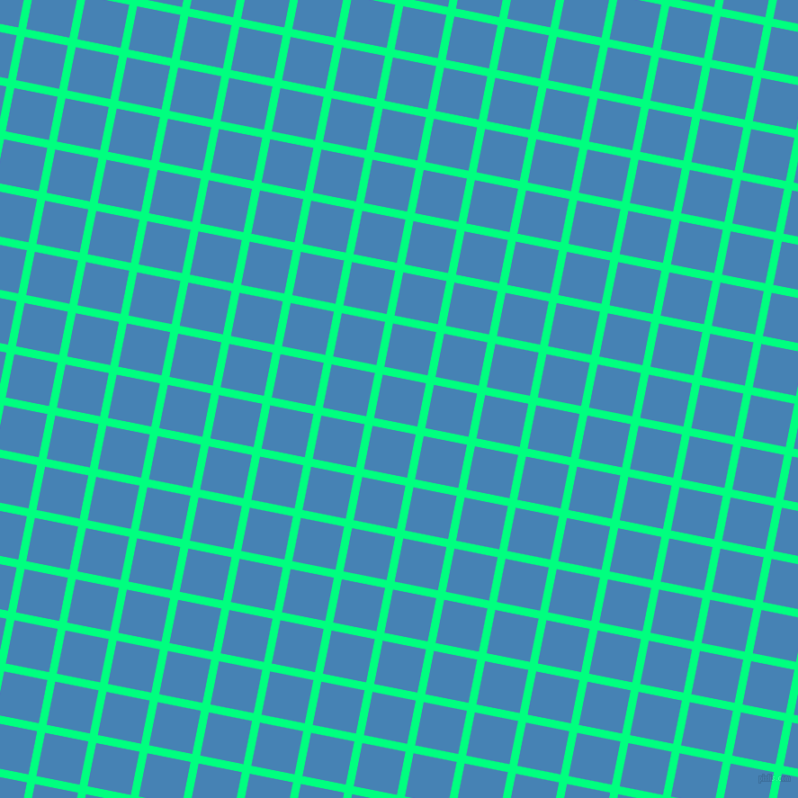 79/169 degree angle diagonal checkered chequered lines, 9 pixel lines width, 49 pixel square sizeSpring Green and Steel Blue plaid checkered seamless tileable