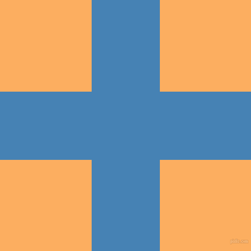 checkered chequered horizontal vertical lines, 134 pixel lines width, 359 pixel square size, Steel Blue and Rajah plaid checkered seamless tileable