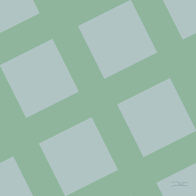 27/117 degree angle diagonal checkered chequered lines, 59 pixel line width, 122 pixel square size, Summer Green and Jungle Mist plaid checkered seamless tileable