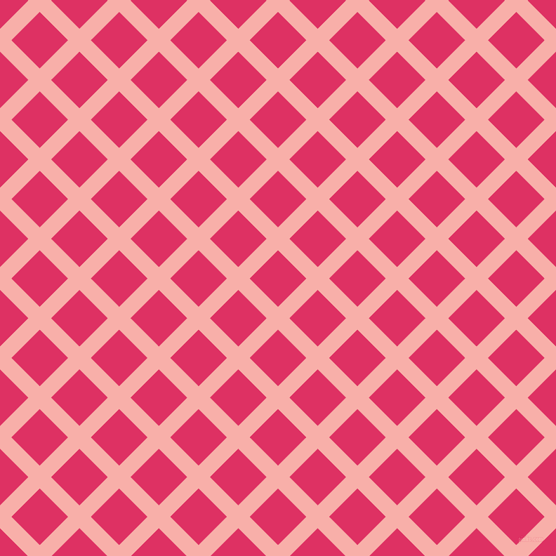 45/135 degree angle diagonal checkered chequered lines, 23 pixel lines width, 57 pixel square size, Sundown and Cerise plaid checkered seamless tileable