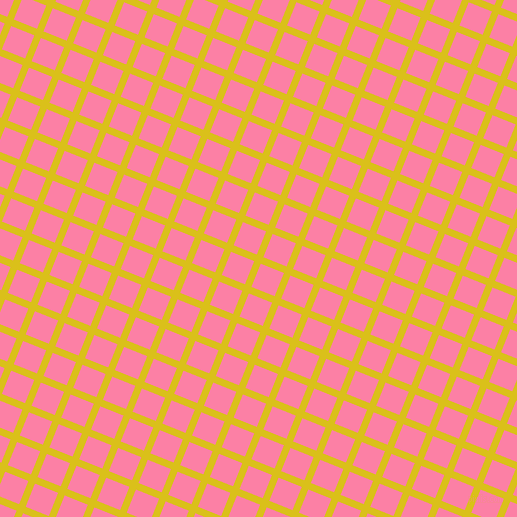 68/158 degree angle diagonal checkered chequered lines, 7 pixel line width, 25 pixel square size, Sunflower and Tickle Me Pink plaid checkered seamless tileable