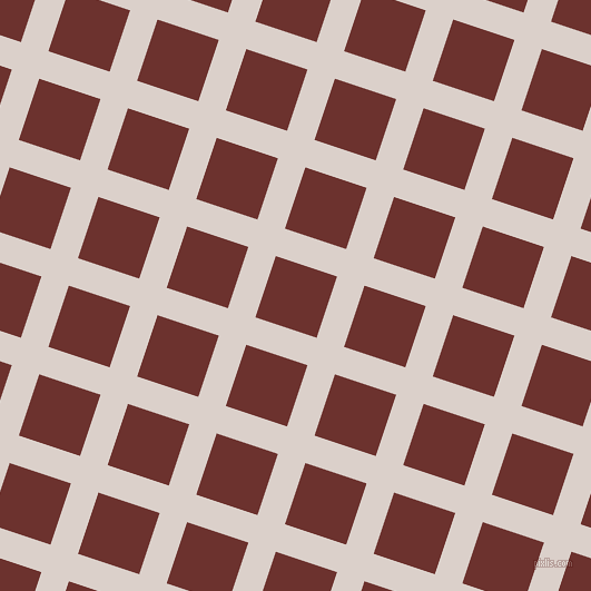 72/162 degree angle diagonal checkered chequered lines, 26 pixel line width, 58 pixel square size, Swiss Coffee and Kenyan Copper plaid checkered seamless tileable