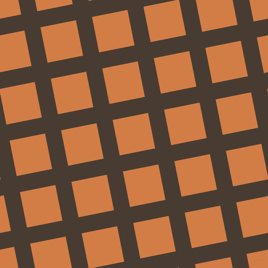 11/101 degree angle diagonal checkered chequered lines, 52 pixel lines width, 115 pixel square size, Taupe and Raw Sienna plaid checkered seamless tileable