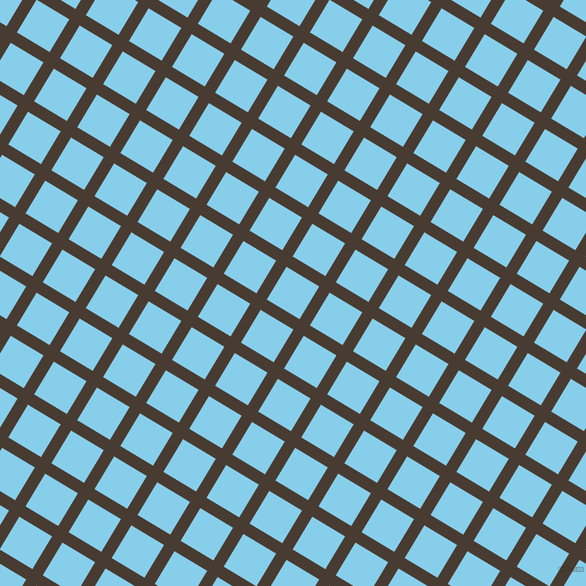 59/149 degree angle diagonal checkered chequered lines, 17 pixel line width, 54 pixel square size, Taupe and Sky Blue plaid checkered seamless tileable
