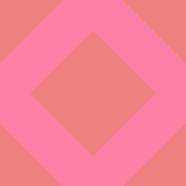 45/135 degree angle diagonal checkered chequered lines, 143 pixel line width, 302 pixel square size, Tickle Me Pink and Light Coral plaid checkered seamless tileable