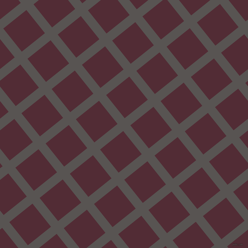 39/129 degree angle diagonal checkered chequered lines, 31 pixel lines width, 101 pixel square size, Tundora and Wine Berry plaid checkered seamless tileable
