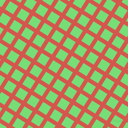 58/148 degree angle diagonal checkered chequered lines, 14 pixel lines width, 33 pixel square size, Valencia and Pastel Green plaid checkered seamless tileable