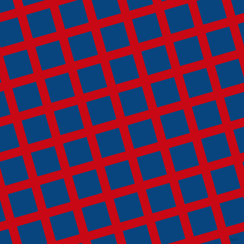 16/106 degree angle diagonal checkered chequered lines, 30 pixel line width, 83 pixel square size, Venetian Red and Dark Cerulean plaid checkered seamless tileable