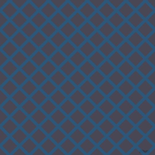 45/135 degree angle diagonal checkered chequered lines, 11 pixel line width, 37 pixel square size, Venice Blue and Gun Powder plaid checkered seamless tileable