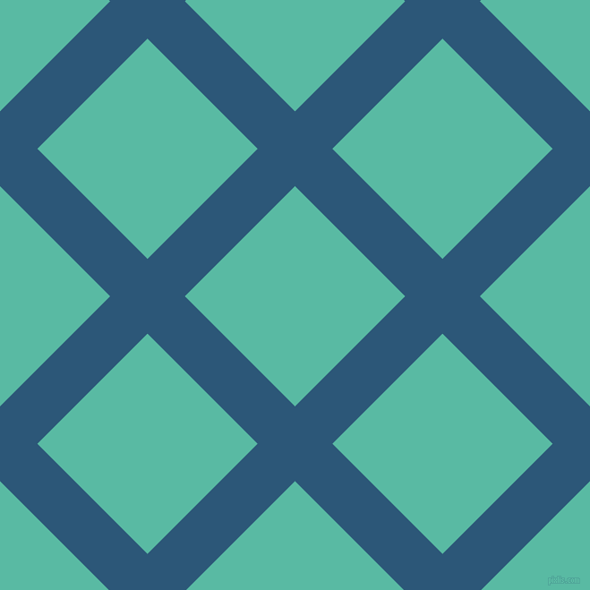 45/135 degree angle diagonal checkered chequered lines, 59 pixel line width, 174 pixel square size, Venice Blue and Puerto Rico plaid checkered seamless tileable