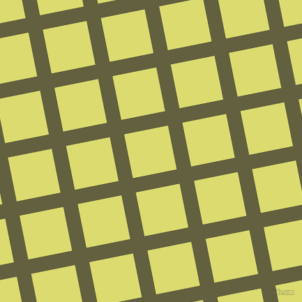 11/101 degree angle diagonal checkered chequered lines, 21 pixel line width, 64 pixel square size, Verdigris and Goldenrod plaid checkered seamless tileable