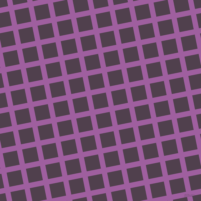 11/101 degree angle diagonal checkered chequered lines, 18 pixel line width, 49 pixel square size, Violet Blue and Purple Taupe plaid checkered seamless tileable