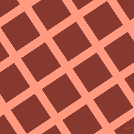 34/124 degree angle diagonal checkered chequered lines, 28 pixel lines width, 98 pixel square size, Vivid Tangerine and Crab Apple plaid checkered seamless tileable