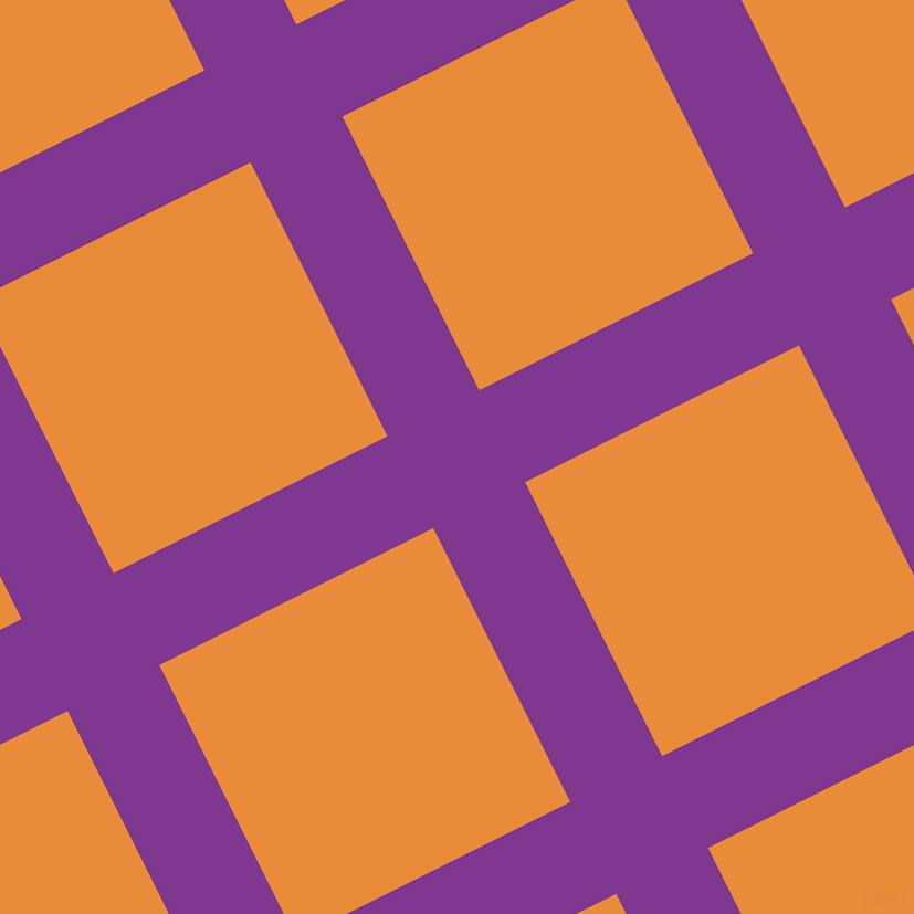 27/117 degree angle diagonal checkered chequered lines, 93 pixel line width, 277 pixel square size, Vivid Violet and California plaid checkered seamless tileable