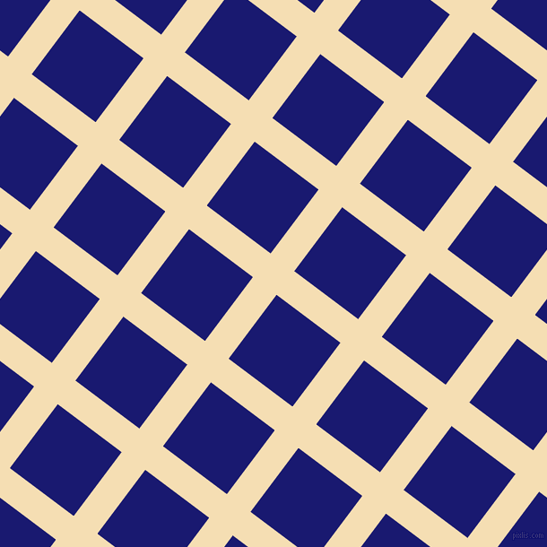 53/143 degree angle diagonal checkered chequered lines, 33 pixel lines width, 89 pixel square size, Wheat and Midnight Blue plaid checkered seamless tileable