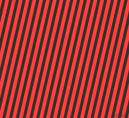 77 degree angle lines stripes, 10 pixel line width, 12 pixel line spacing, Sambuca and Coral Red stripes and lines seamless tileable