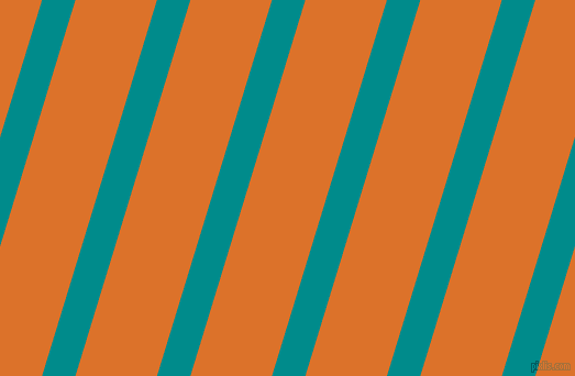 73 degree angle lines stripes, 29 pixel line width, 71 pixel line spacing, Dark Cyan and Tahiti Gold angled lines and stripes seamless tileable