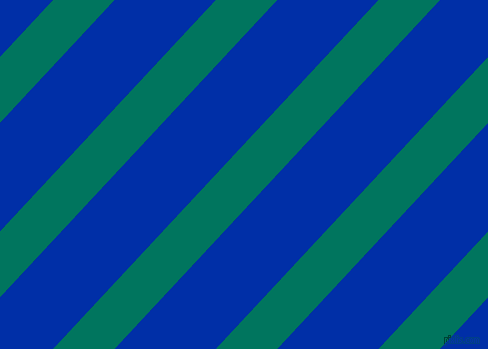 47 degree angle lines stripes, 45 pixel line width, 74 pixel line spacing, Tropical Rain Forest and International Klein Blue angled lines and stripes seamless tileable