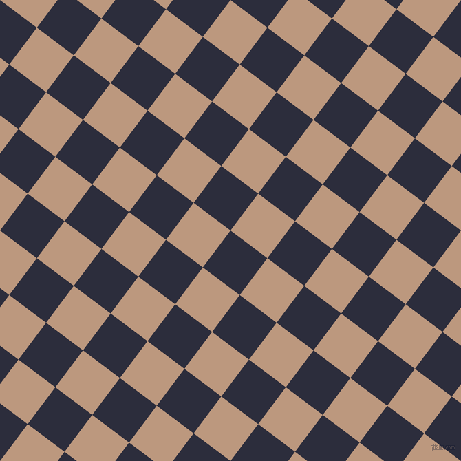 53/143 degree angle diagonal checkered chequered squares checker pattern checkers background, 67 pixel square size, , Black Rock and Pale Taupe checkers chequered checkered squares seamless tileable