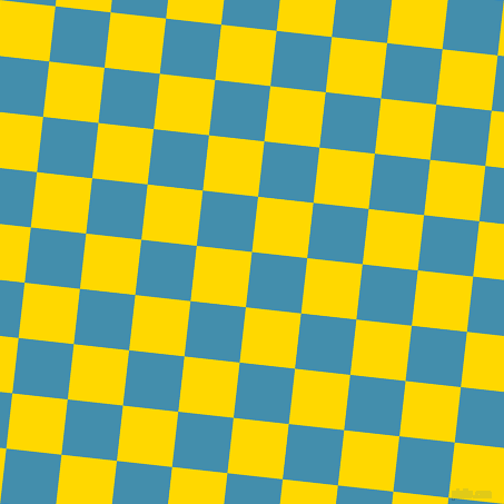 84/174 degree angle diagonal checkered chequered squares checker pattern checkers background, 50 pixel square size, , Boston Blue and School Bus Yellow checkers chequered checkered squares seamless tileable