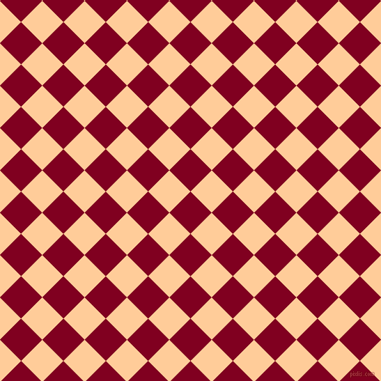 45/135 degree angle diagonal checkered chequered squares checker pattern checkers background, 43 pixel square size, , Burgundy and Peach-Orange checkers chequered checkered squares seamless tileable