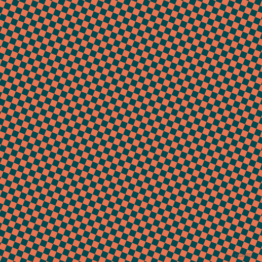 68/158 degree angle diagonal checkered chequered squares checker pattern checkers background, 12 pixel square size, , Burnt Sienna and Sherpa Blue checkers chequered checkered squares seamless tileable